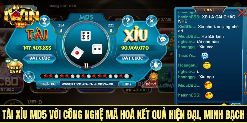 Tài Xỉu MD5 với công nghệ mã hoá kết quả hiện đại, minh bạch